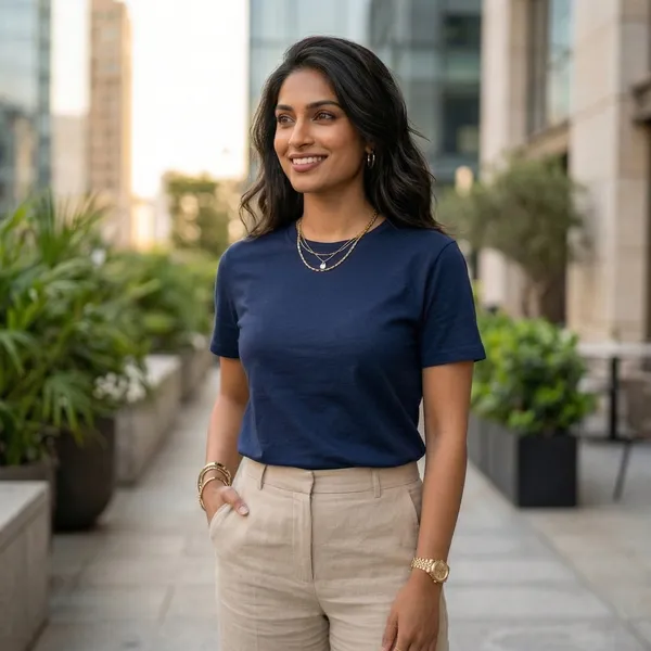 Shorttall_Plain_Round_Neck_Cotton_Women_S_Tee_Navy_Blue_Navy