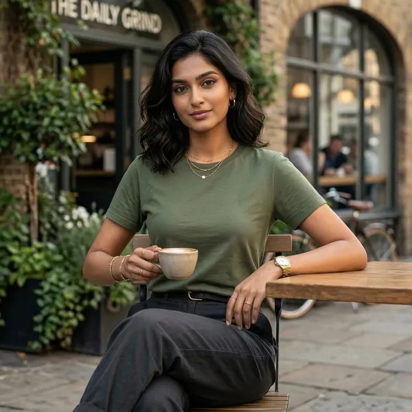 Shorttall_Plain_Round_Neck_Cotton_Women_S_Tee_Military_Green_Military_Green