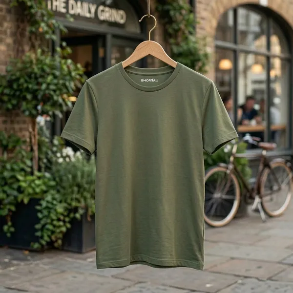Shorttall_Plain_Round_Neck_Cotton_Women_S_Tee_Military_Green_Military_Green