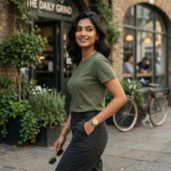 Shorttall_Plain_Round_Neck_Cotton_Women_S_Tee_Military_Green_Military_Green