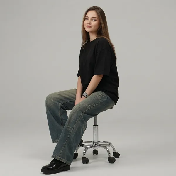 Shorttall_Oversized_Round_Neck_Women_S_T_Shirt_Black_Black