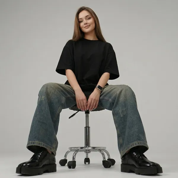 Shorttall_Oversized_Round_Neck_Women_S_T_Shirt_Black_Black