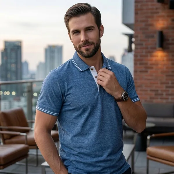 Shorttall_Forestclub_Polo_T_Shirt_Blue_Melange_With_White_Detail_Blue_Melange