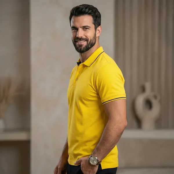 Shorttall_Premium_Polo_T_Shirt_Yellow_With_Black_Tip_Yellow