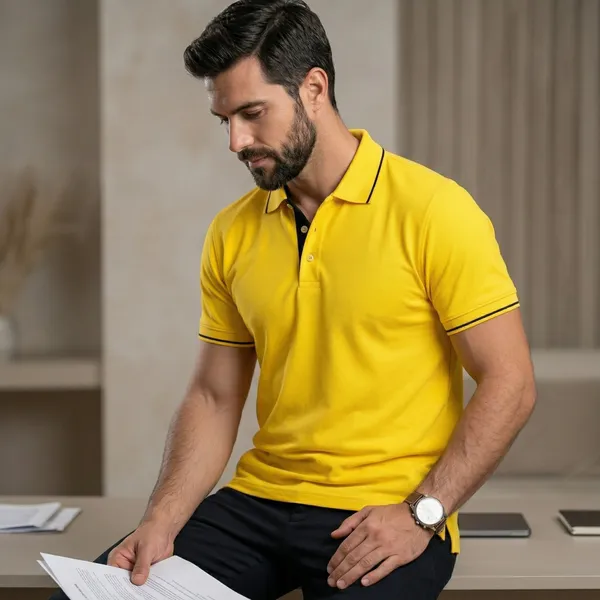 Shorttall_Premium_Polo_T_Shirt_Yellow_With_Black_Tip_Yellow