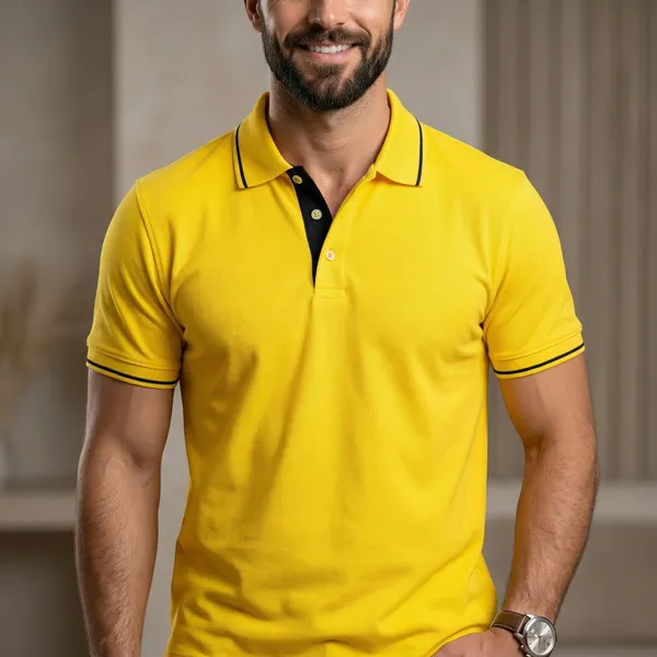 Shorttall_Premium_Polo_T_Shirt_Yellow_With_Black_Tip_Yellow