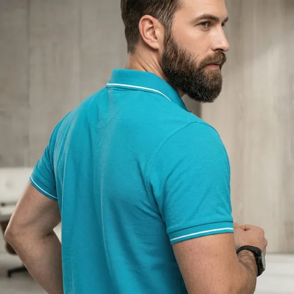Shorttall_Premium_Polo_T_Shirt_Torquoise_Blue_With_White_Tip_Turquoise_Blue