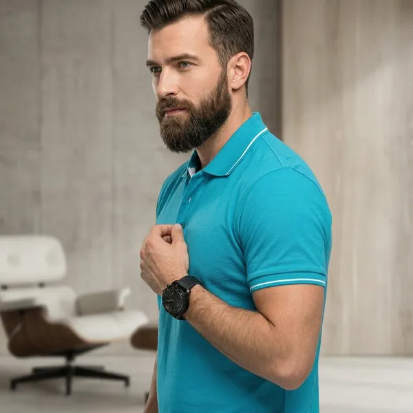 Shorttall_Premium_Polo_T_Shirt_Torquoise_Blue_With_White_Tip_Turquoise_Blue
