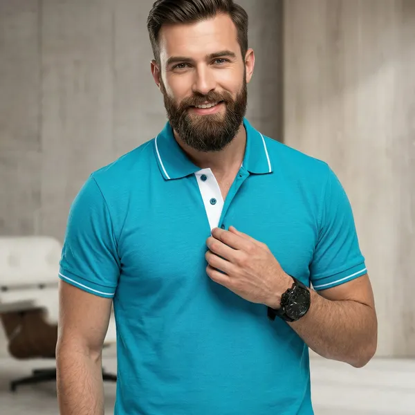 Shorttall_Premium_Polo_T_Shirt_Torquoise_Blue_With_White_Tip_Turquoise_Blue