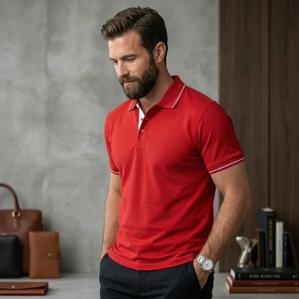 Shorttall_Premium_Polo_T_Shirt_Red_With_White_Tip_Red