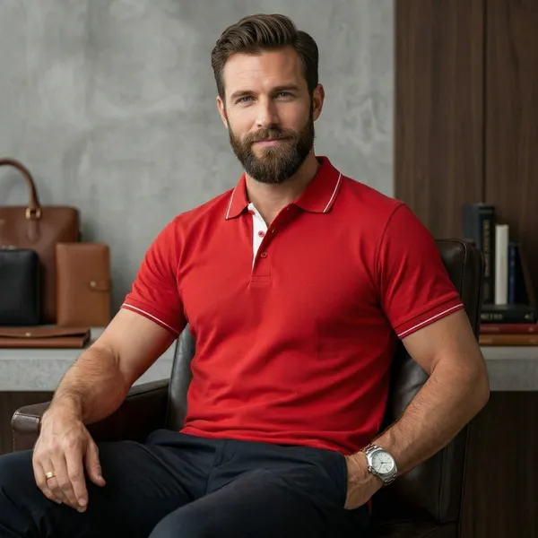 Shorttall_Premium_Polo_T_Shirt_Red_With_White_Tip_Red