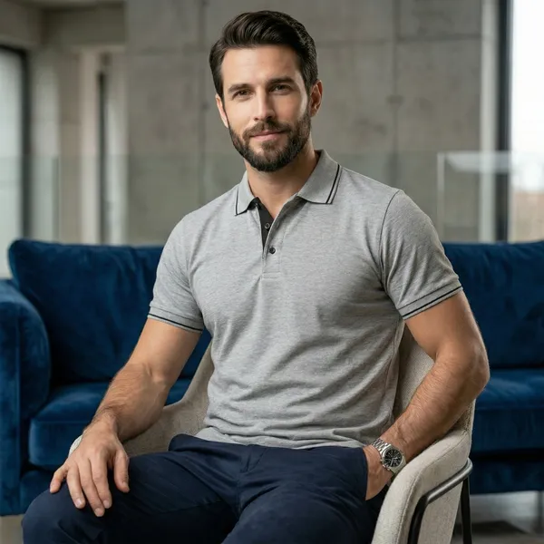 Shorttall_Premium_Polo_T_Shirt_Grey_Melange_With_Black_Tip_Gray