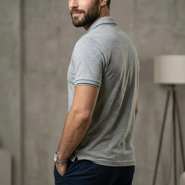 Shorttall_Premium_Polo_T_Shirt_Grey_Melange_With_Black_Tip_Gray