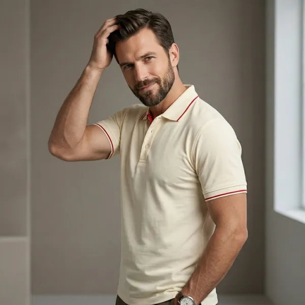 Shorttall_Premium_Polo_T_Shirt_Cream_With_Red_Tip_Cream