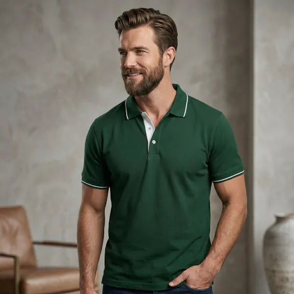 Shorttall_Premium_Polo_T_Shirt_Bottle_Green_With_White_Tip_Military_Green