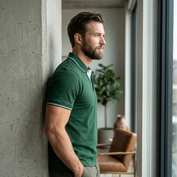 Shorttall_Premium_Polo_T_Shirt_Bottle_Green_With_White_Tip_Military_Green