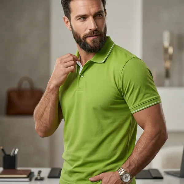 Shorttall_Premium_Polo_T_Shirt_Apple_Green_With_White_Tip_Apple_Green