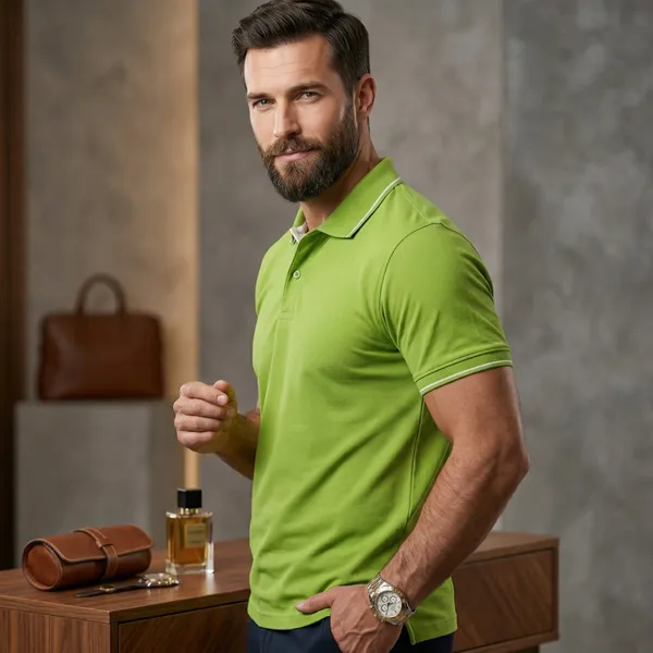 Shorttall_Premium_Polo_T_Shirt_Apple_Green_With_White_Tip_Apple_Green