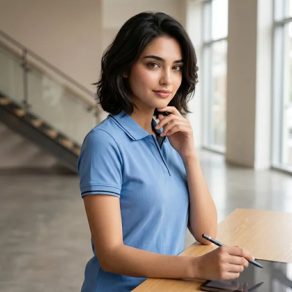 Shorttall_Premium_Women_S_Polo_T_Shirt_Indian_Blue_With_Black_Tip_Blue_Melange