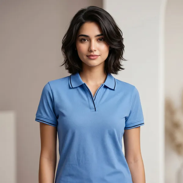 Shorttall_Premium_Women_S_Polo_T_Shirt_Indian_Blue_With_Black_Tip_Blue_Melange