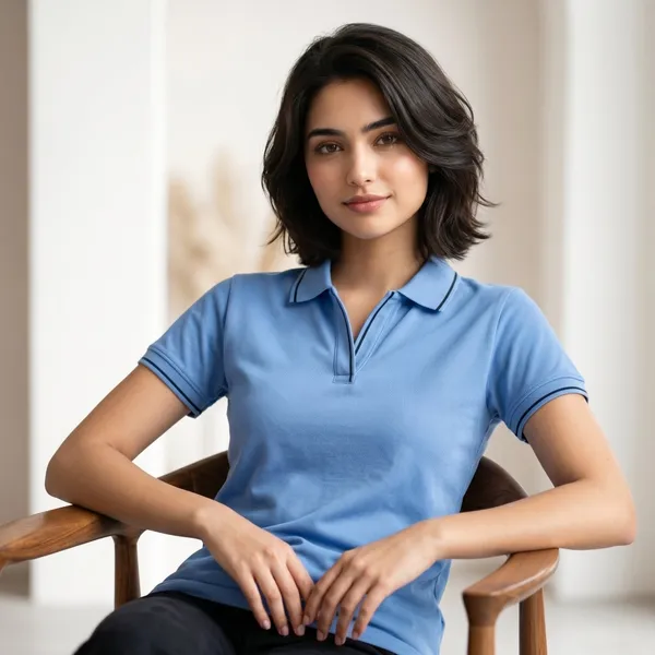 Shorttall_Premium_Women_S_Polo_T_Shirt_Indian_Blue_With_Black_Tip_Blue_Melange