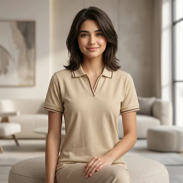 Shorttall_Premium_Women_S_Polo_T_Shirt_Beige_With_Brown_Tip_Beige