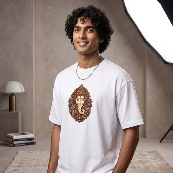 White_Cotton_Divine_Ganesha_Edition_Oversize_T-Shirt_For_Unisex