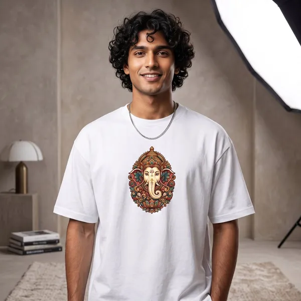 White_Cotton_Divine_Ganesha_Edition_Oversize_T-Shirt_For_Unisex