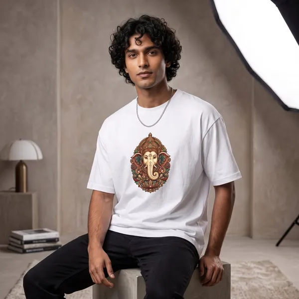 White_Cotton_Divine_Ganesha_Edition_Oversize_T-Shirt_For_Unisex