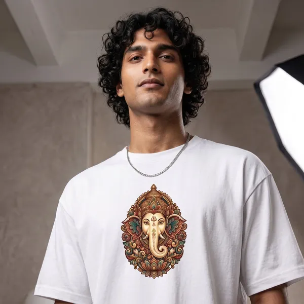 White_Cotton_Divine_Ganesha_Edition_Oversize_T-Shirt_For_Unisex