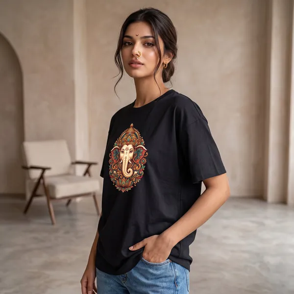 Black_Cotton_Divine_Ganesha_Edition_Oversize_T-Shirt_For_Women