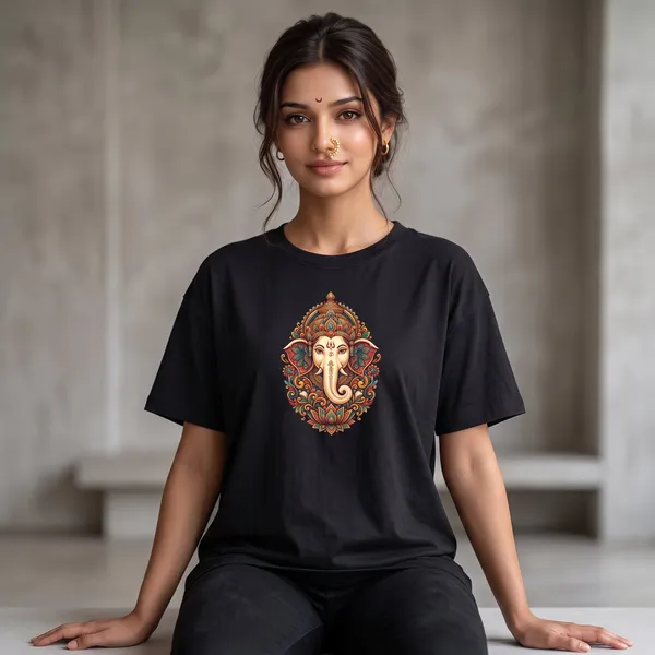 Black_Cotton_Divine_Ganesha_Edition_Oversize_T-Shirt_For_Women
