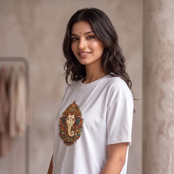 White_Cotton_Divine_Ganesha_Edition_Oversize_T-Shirt_For_Women