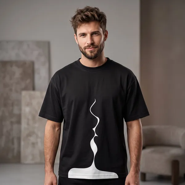 Black_Cotton_Minimal_Kiss_Art_Edition_Oversize_T-Shirt_For_Unisex