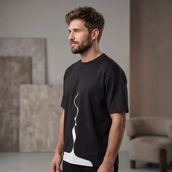 Black_Cotton_Minimal_Kiss_Art_Edition_Oversize_T-Shirt_For_Unisex
