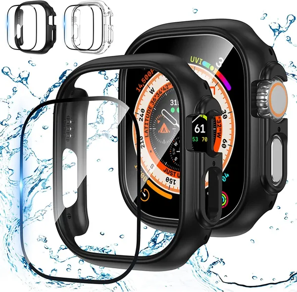 Black_And_Clear_Glass_Rugged_Case_For_Apple_Watch_Band_(Multi-Pack_Daily_Switching)