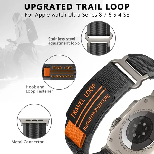 Grey_Nylon_Watch_Bands_For_Apple_Watch_Band_(Trail/Outdoor_Fitness_Use)