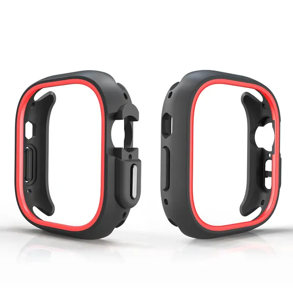 Red_And_Grey_Thermoplastic_Polyurethane_Rugged_Case_For_Apple_Watch