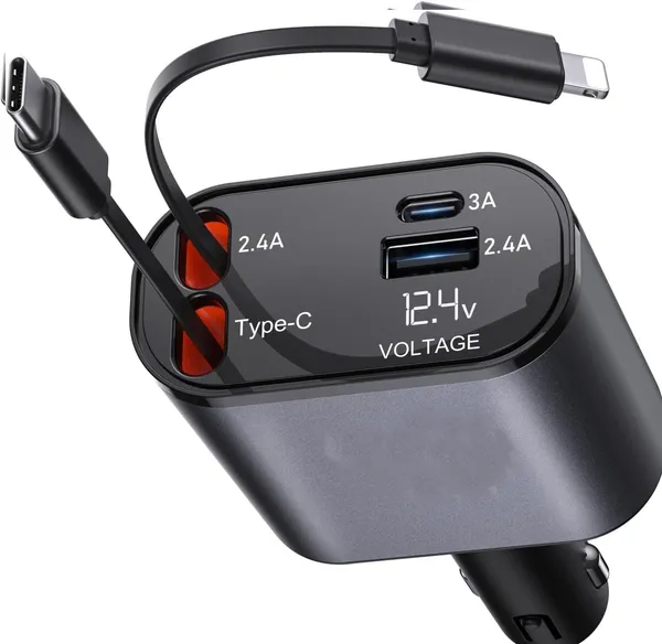 4-in-1_Retractable_Fast_Car_Charger_with_USB-C_&_Lightning