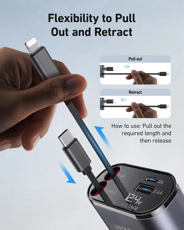 4-in-1_Retractable_Fast_Car_Charger_with_USB-C_&_Lightning