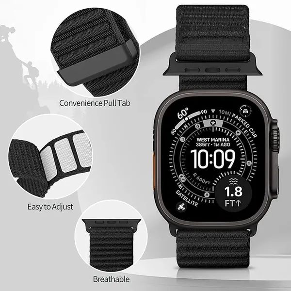 Black_Nylon_Watch_Bands_For_Apple_Watch_Band_(Elastic_Trail_Loop_Fitness_Use)