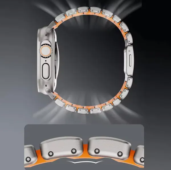 Black_And_Orange_Titanium_Watch_Bands_For_Apple_Watch_Band_(Sports_+_Fitness_Use)