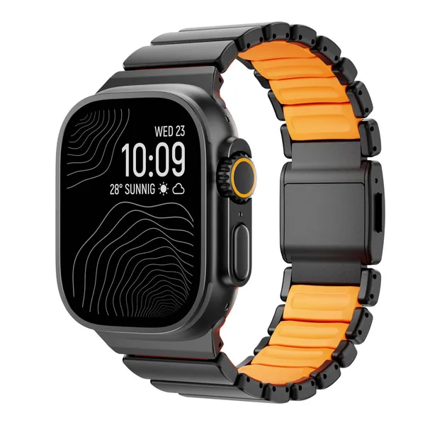 Black_And_Orange_Titanium_Watch_Bands_For_Apple_Watch_Band_(Sports_+_Fitness_Use)