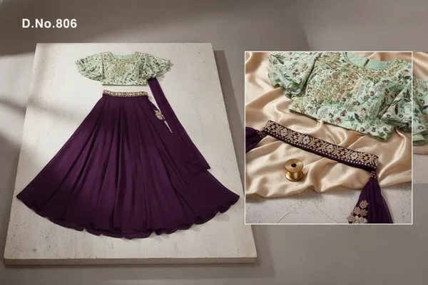 Mint_Green_And_Wine_Star_Georgette_Embroidered_Lehenga_Choli_Set_For_Women