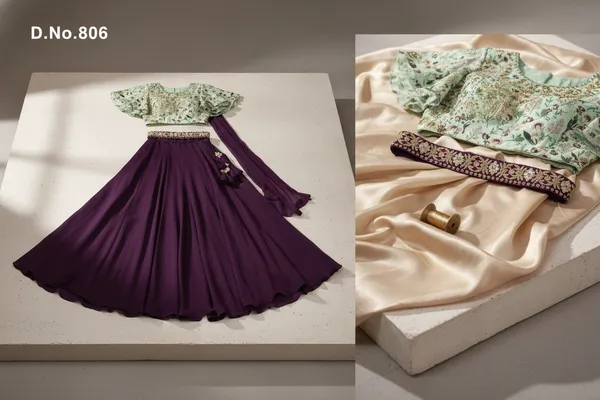 Mint_Green_And_Wine_Star_Georgette_Embroidered_Lehenga_Choli_Set_For_Women