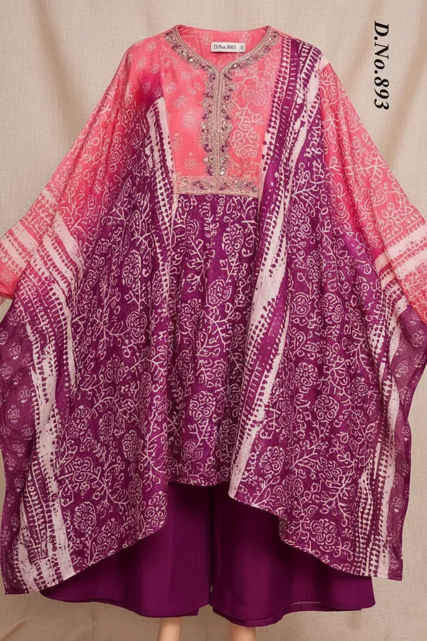 Pink_And_Purple_Star_Georgette_Embroidered_Suit_Set_For_Women