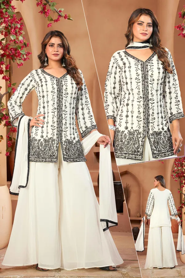 White_And_Black_Star_Georgette_Embroidered_Floral_And_Paisley_Palazzo_Suit_Set_For_Women