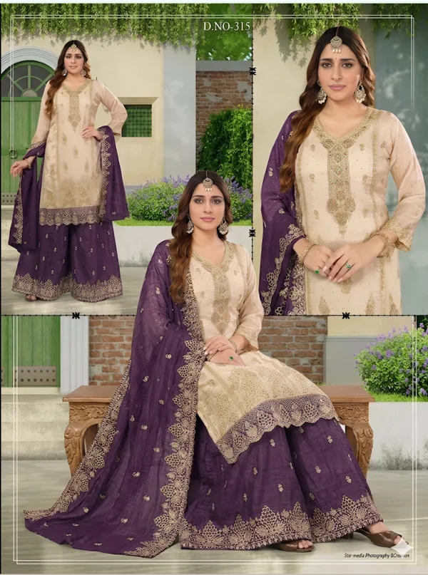 Beige_And_Purple_Star_Georgette_Embroidered_Sharara_Suit_Set_For_Women