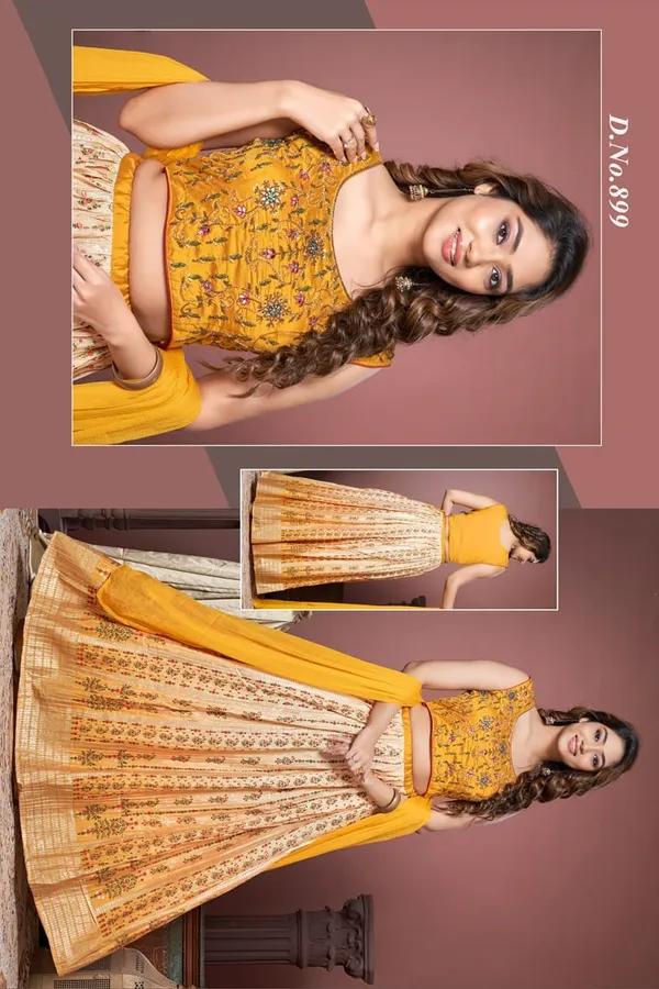 Yellow_Star_Georgette_Embroidered_And_Printed_Lehenga_Choli_Set_For_Women