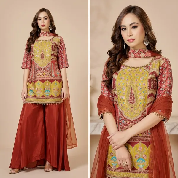 Red_And_Yellow_Star_Georgette_Embroidered_Sharara_Suit_Set_For_Women